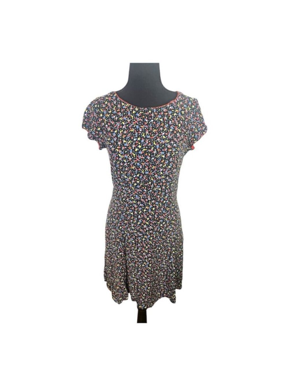 Vintage 1990s Promod Dress Sz S Saved By the Bell Geometric Zip Button A Line